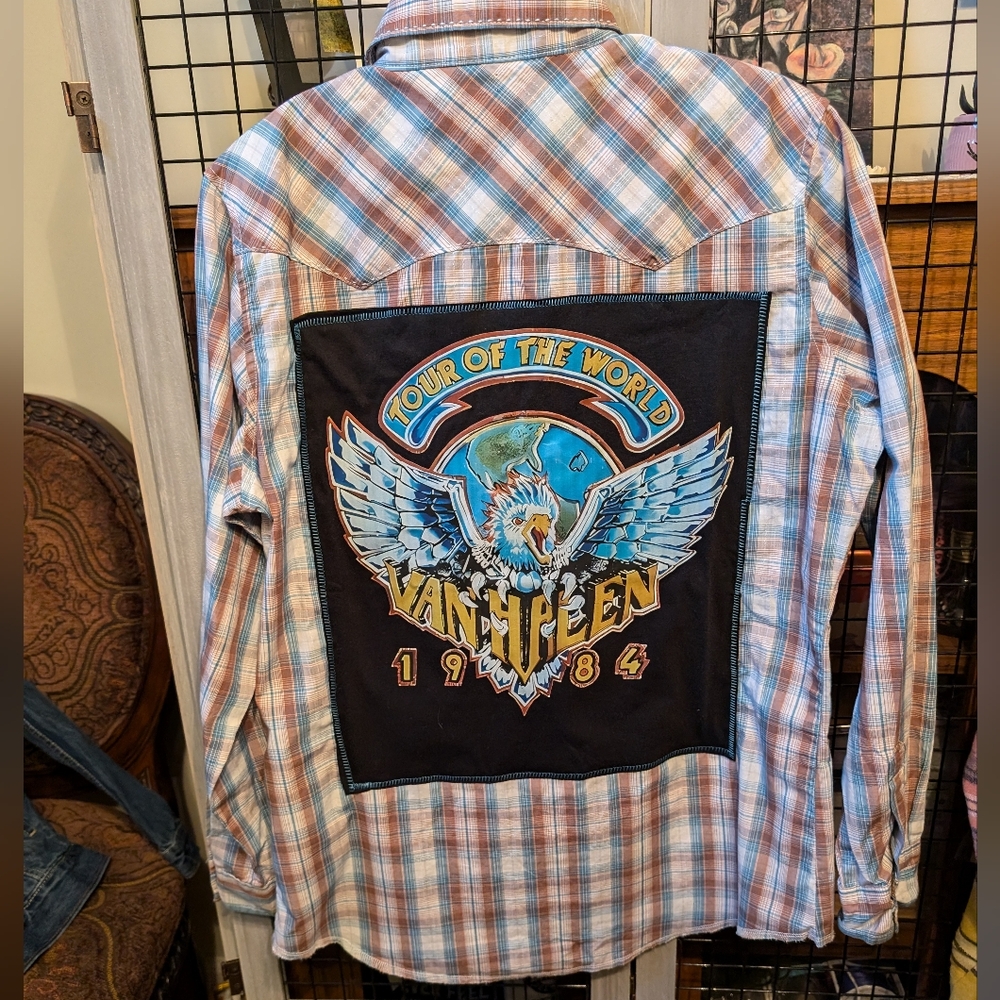 Van Halen 1984 Plaid Western Shirt Hand Crafted Upcycled